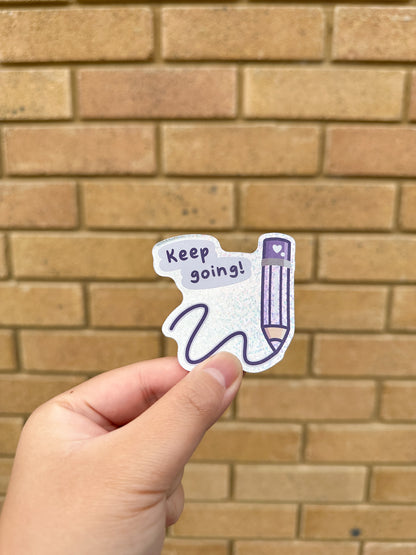 Keep Going Glitter Die Cut Sticker