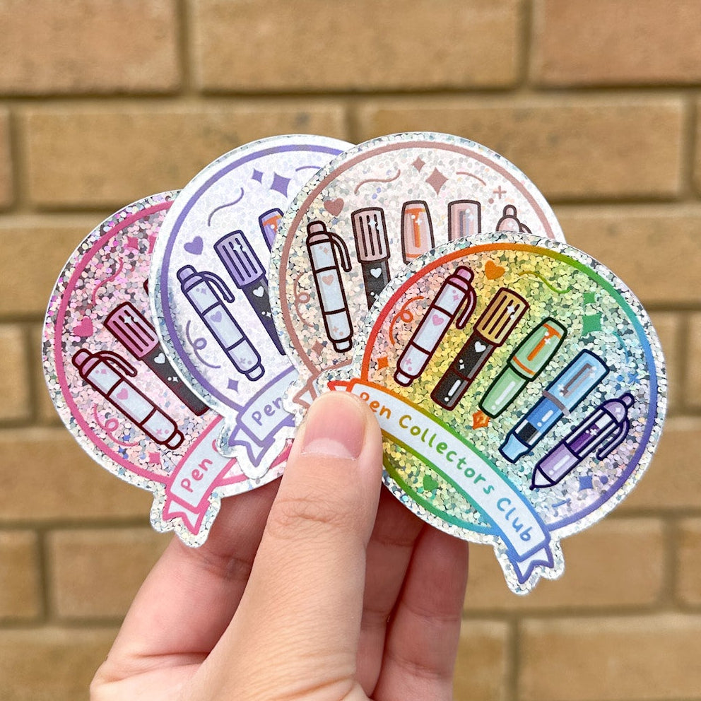 Pen Collectors Club Glitter Die Cut Stickers