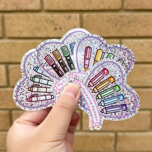 My Favourite Rainbow Glitter Die Cut Stickers