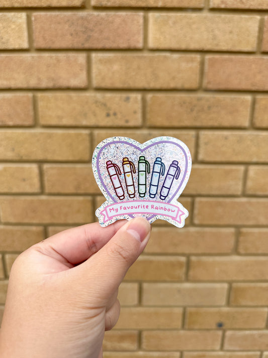 My Favourite Rainbow Glitter Die Cut Stickers