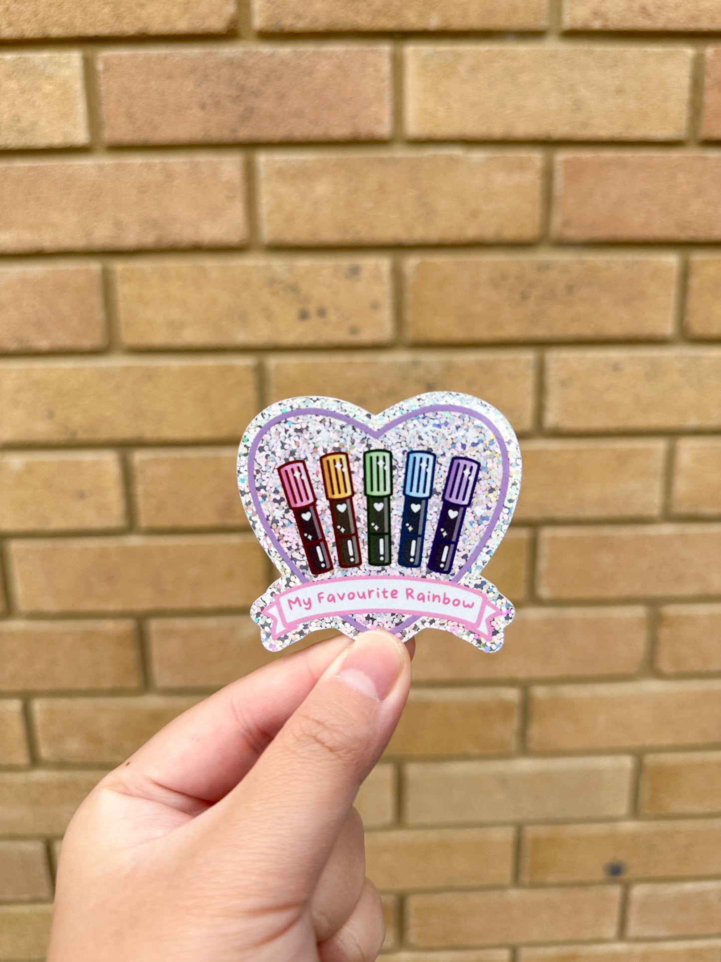 My Favourite Rainbow Glitter Die Cut Stickers