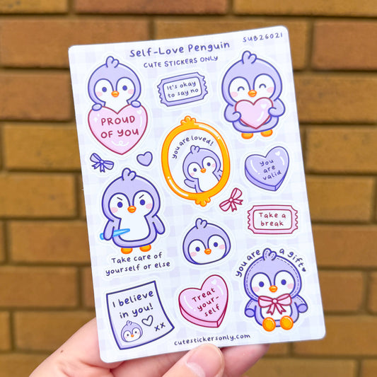 Self-Love Penguin - Sticker Sheet