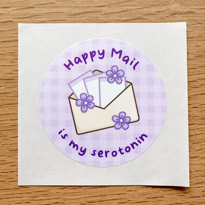 Happy mail is my serotonin - Large Seal Sticker