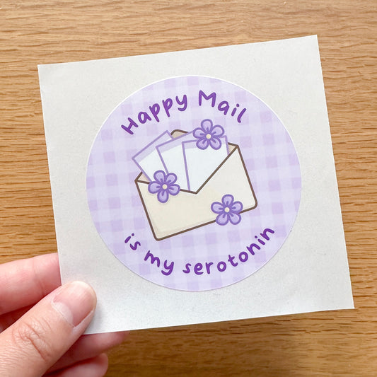 Happy mail is my serotonin - Large Seal Sticker