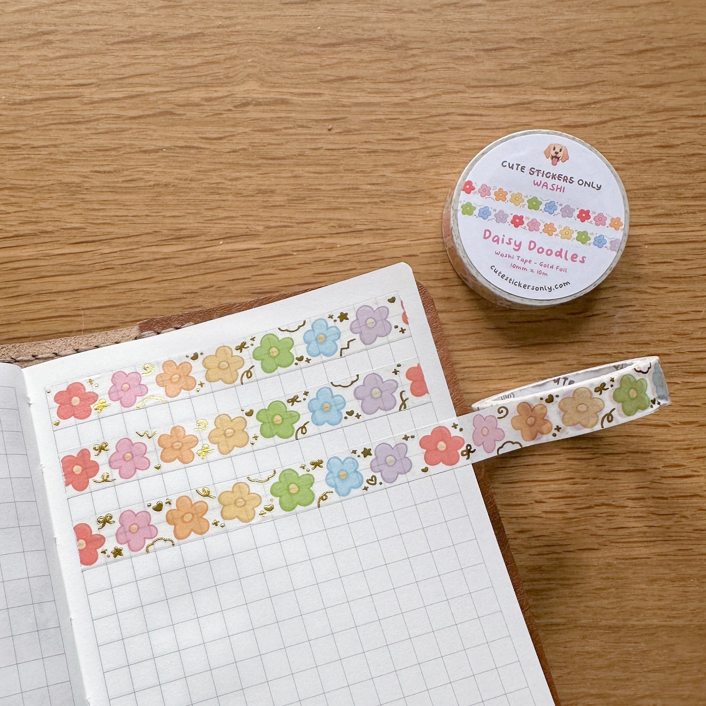 Daisy Doodles 10mm Washi Tape with Gold Foil