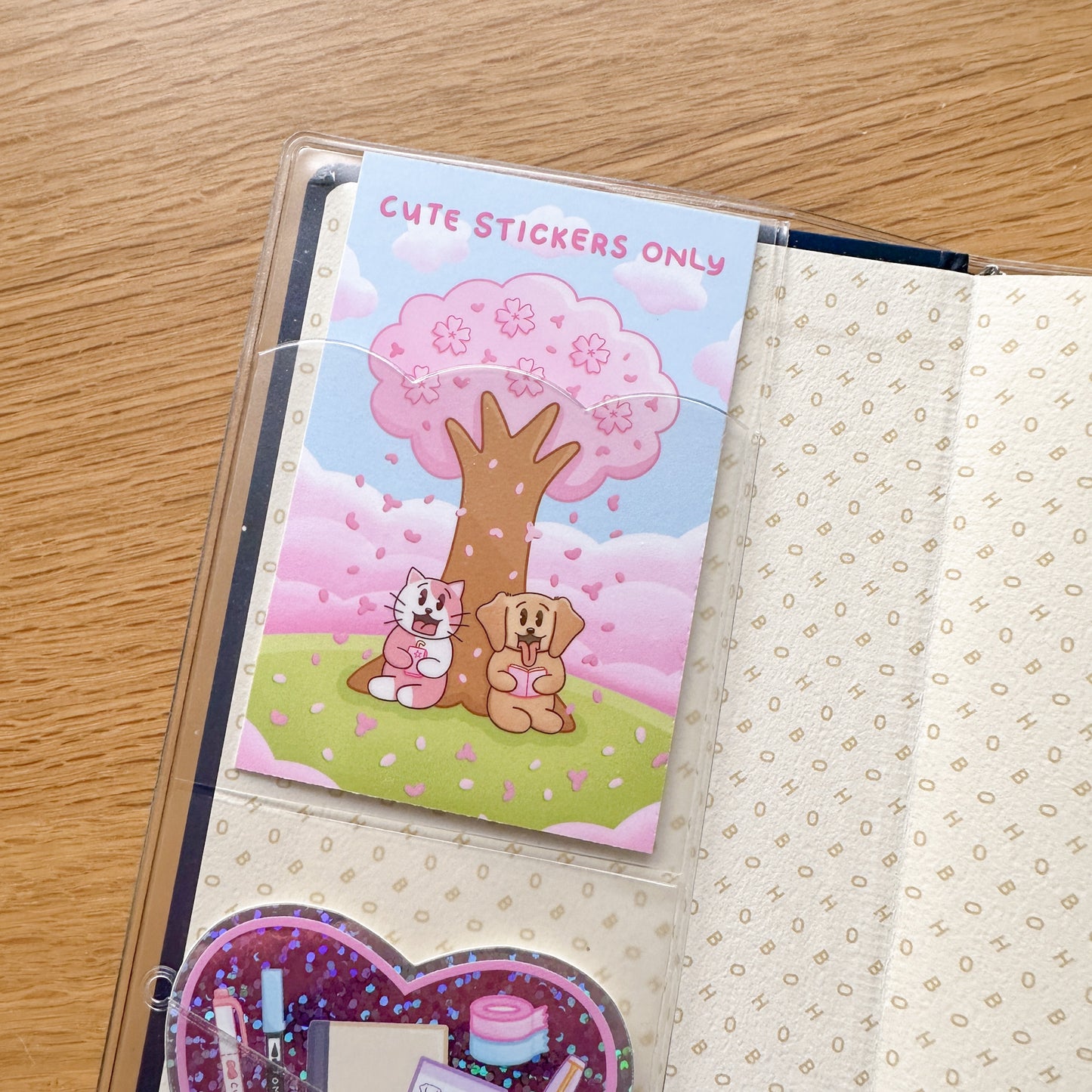 Hobonichi Weeks Clear Cover - Elephant Love with Pockets and Pen Loop