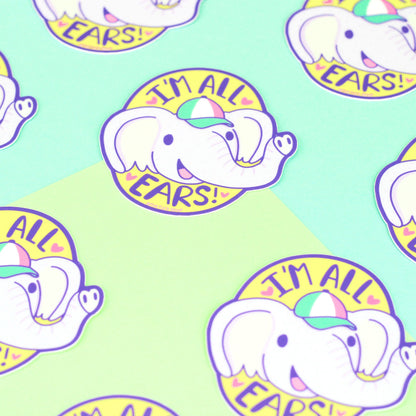 I'm All Ears Elephant Vinyl Sticker