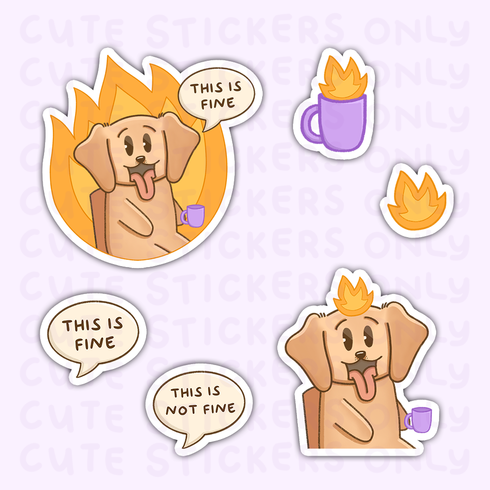 This is Fine - Joey and Cake Die Cut Stickers