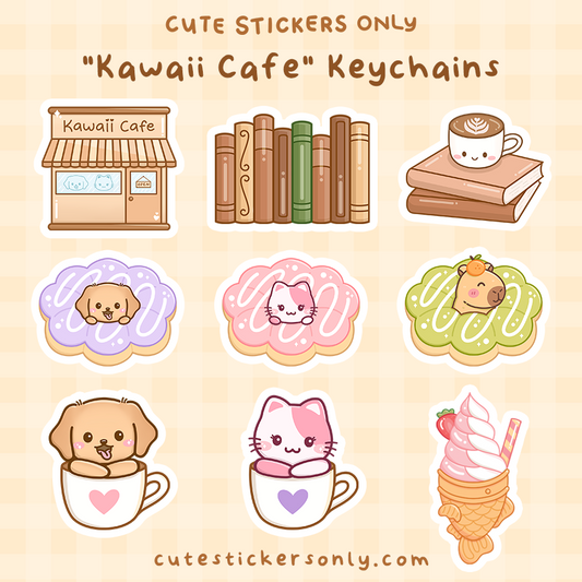 Kawaii Cafe - 2.5in Glitter Epoxy Keychains