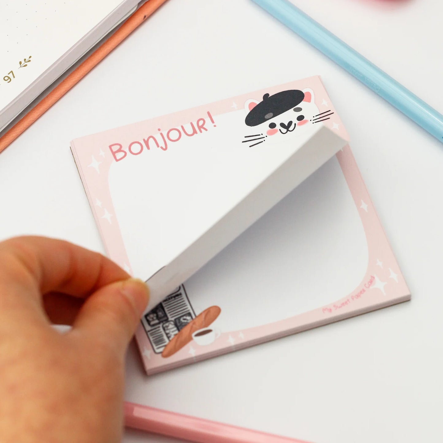 Bonjour - French Cat Memo Pad