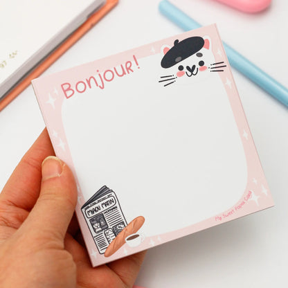 Bonjour - French Cat Memo Pad