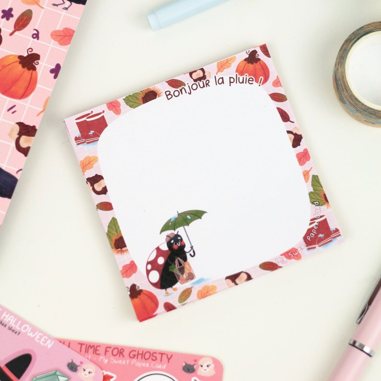 Bonjour La Pluie - Ladybug Autumn Memo Pad