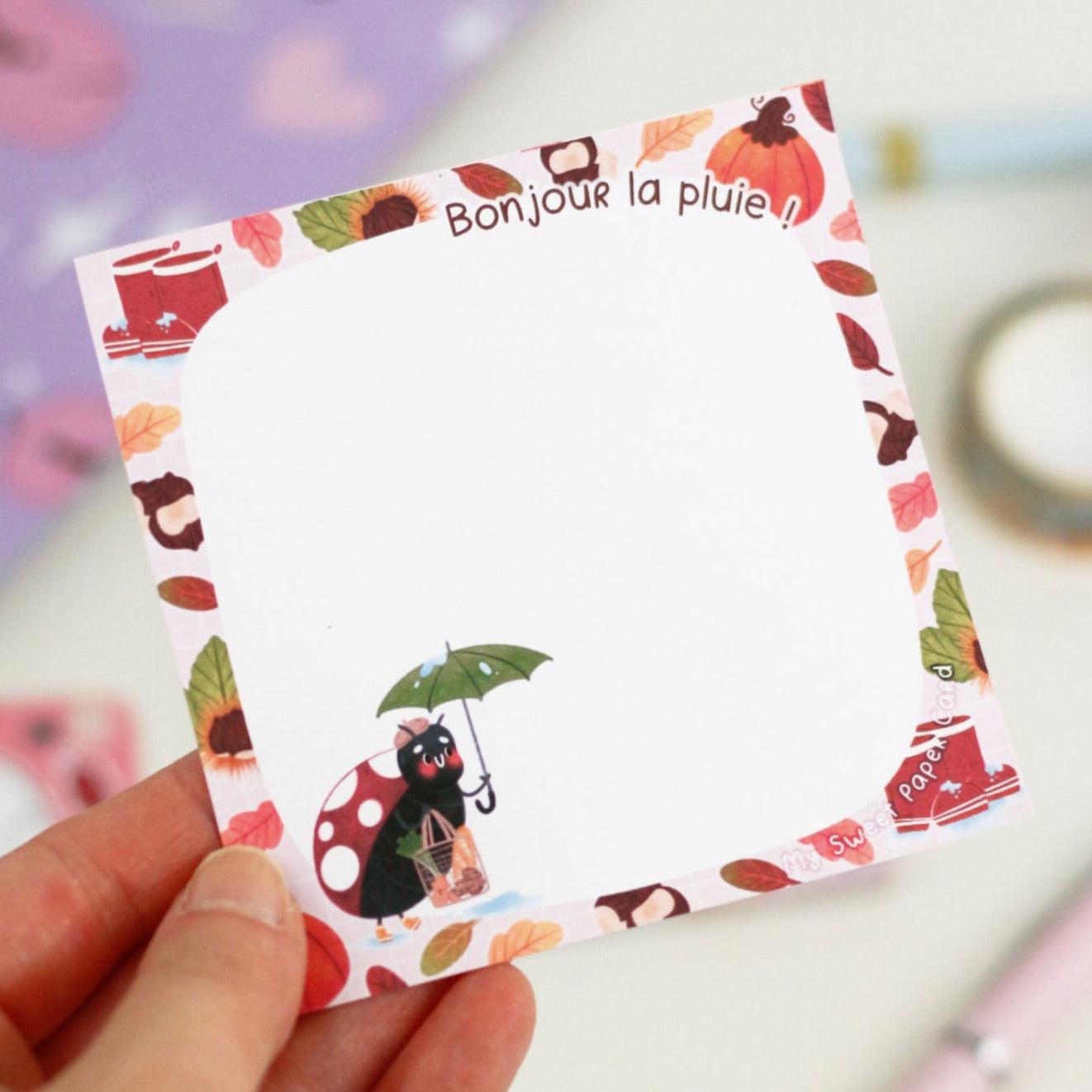 Bonjour La Pluie - Ladybug Autumn Memo Pad