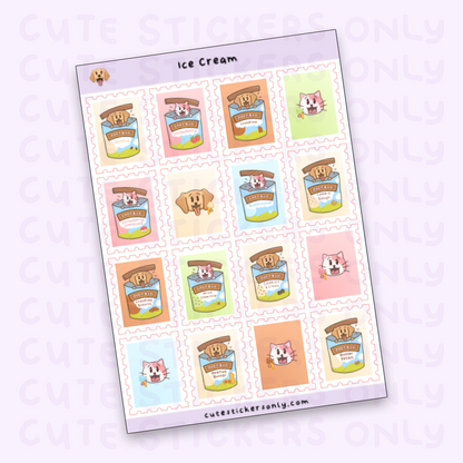 Ice Cream - Joey and Cake Stamp Sticker Sheet