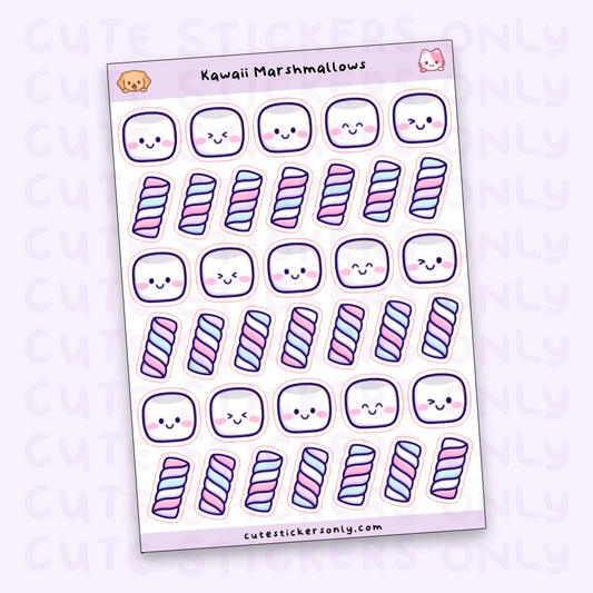 Kawaii Marshmallows - Sticker Sheet