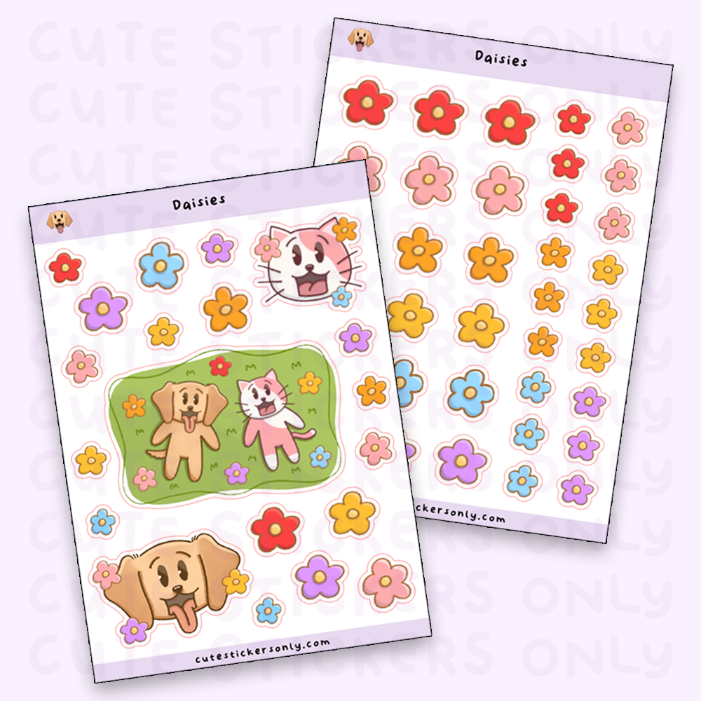 Daco Stickers Daisies - Deco Sticker Sheets – Cute Stickers Only