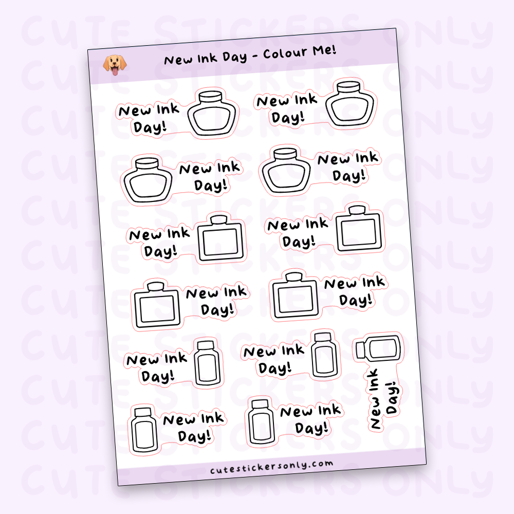 New Ink Day - Colour Your Own Sticker Sheets