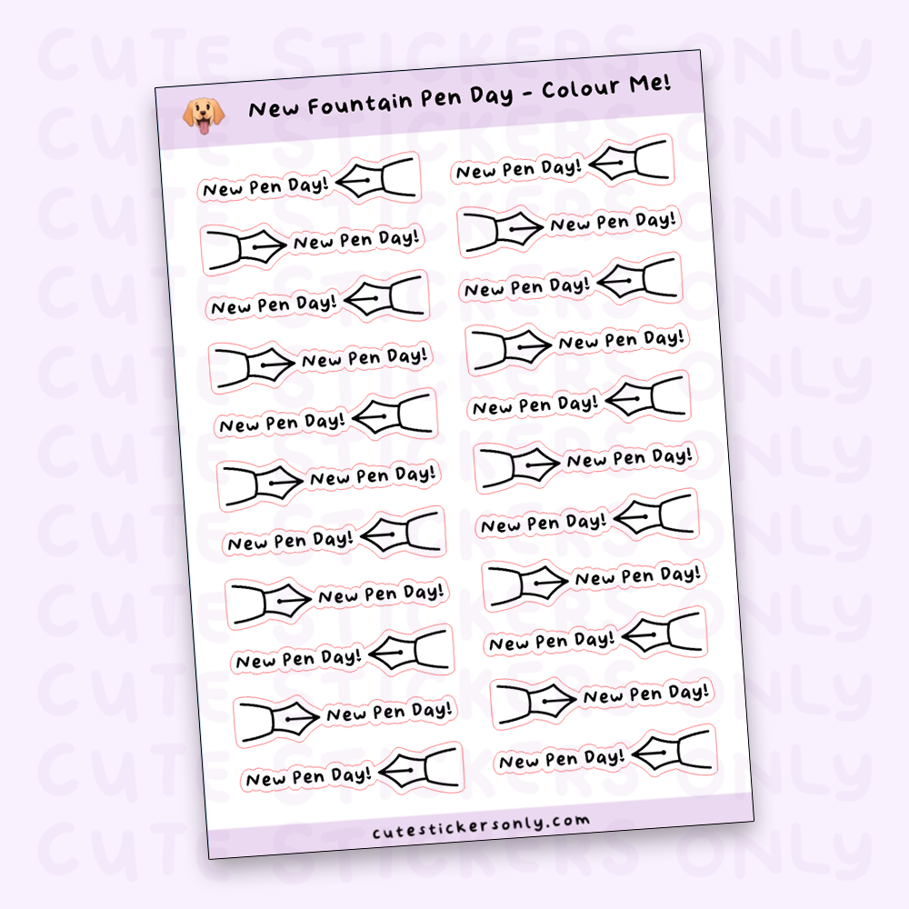New Fountain Pen Day - Colour Your Own Sticker Sheets