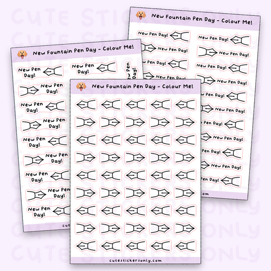 New Fountain Pen Day - Colour Your Own Sticker Sheets