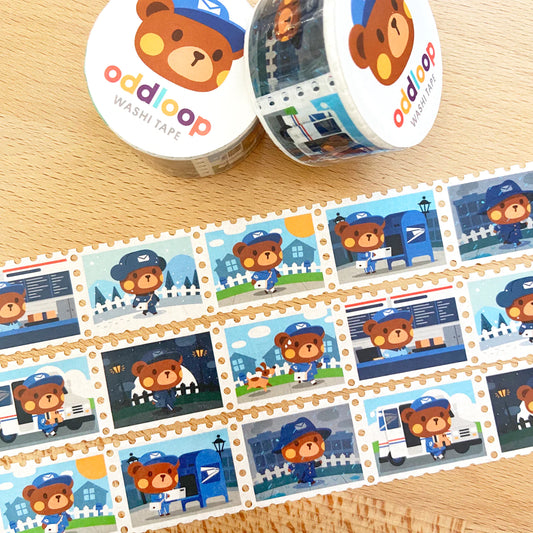 Postal Bear Stamp Washi