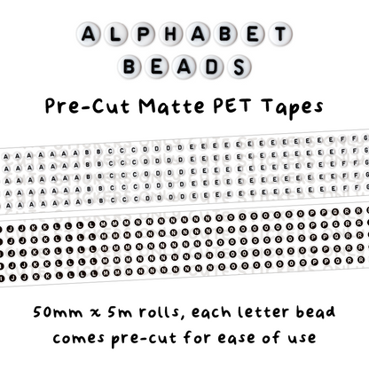 Alphabet Beads 50mm Pre-Cut Matte PET Tape