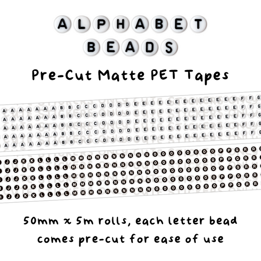 [PRE-ORDER] Alphabet Beads 50mm Pre-Cut Matte PET Tape