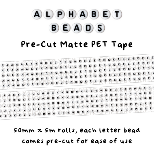 [PRE-ORDER] Alphabet Beads 50mm Pre-Cut Matte PET Tape