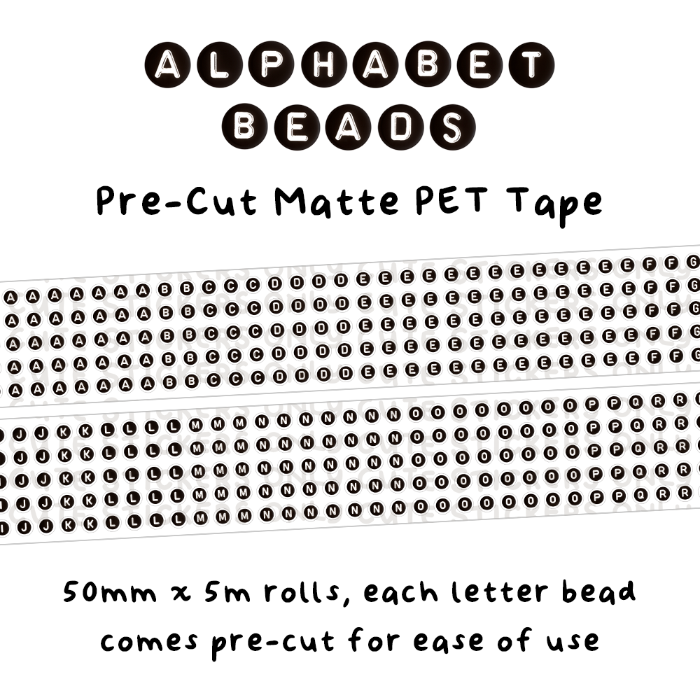 [PRE-ORDER] Alphabet Beads 50mm Pre-Cut Matte PET Tape