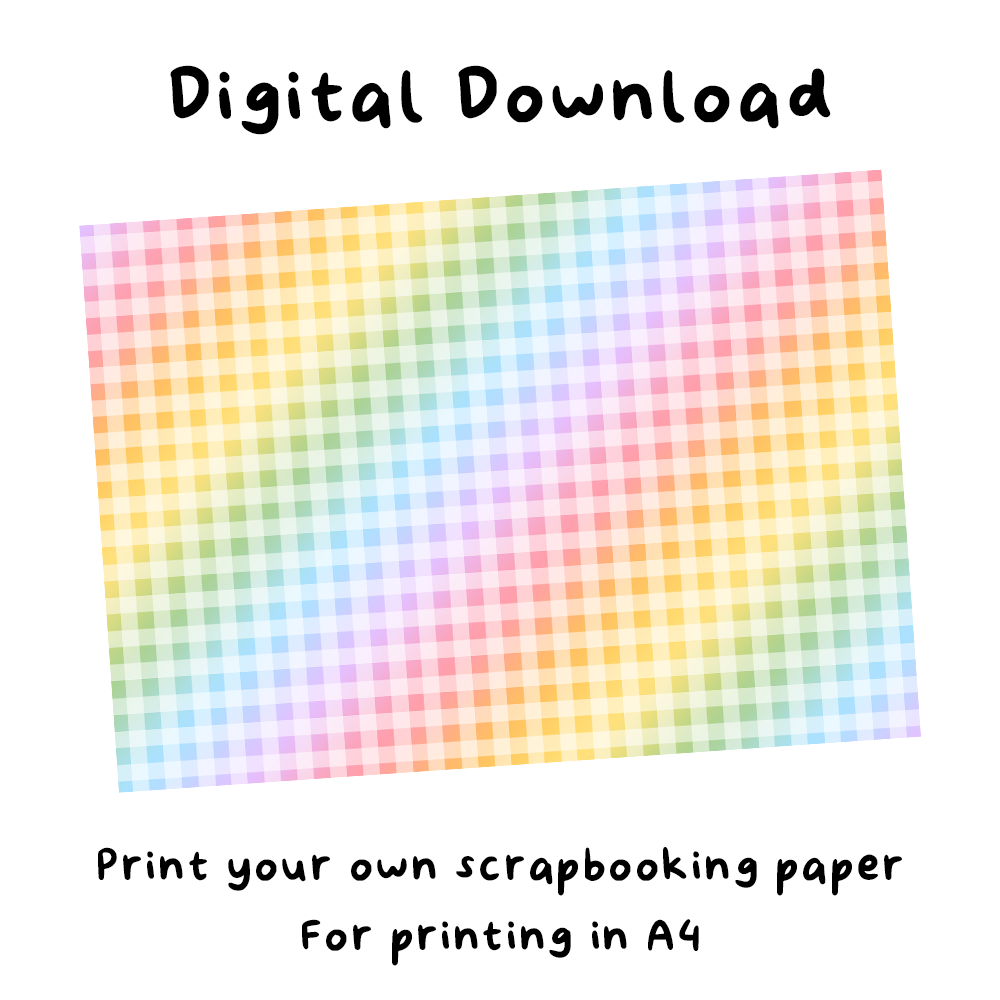 [DIGITAL DOWNLOAD] Rainbow Gingham Pattern - Print Your Own Scrapbooking Paper