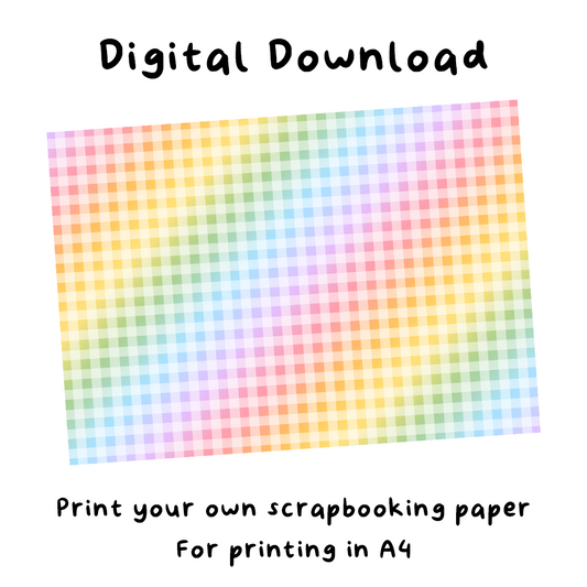 [DIGITAL DOWNLOAD] Rainbow Gingham Pattern - Print Your Own Scrapbooking Paper