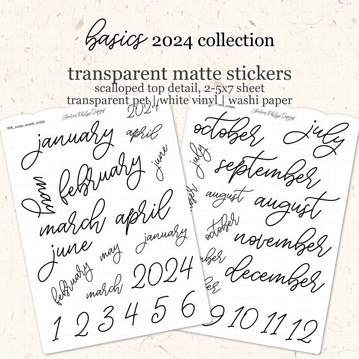 2024 Script P.E.T. Sticker Sheet Set