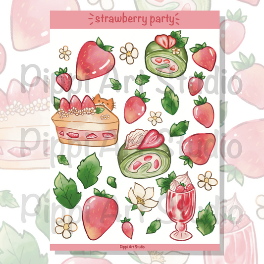 Strawberry Party Sticker Sheet