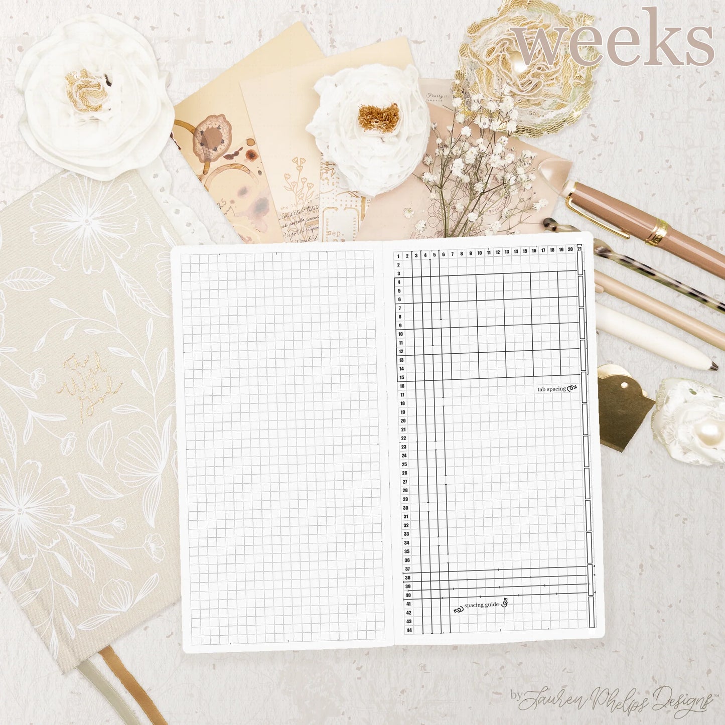 Weeks Live | Plan | Dream™ Notebook by Lauren Phelps Designs