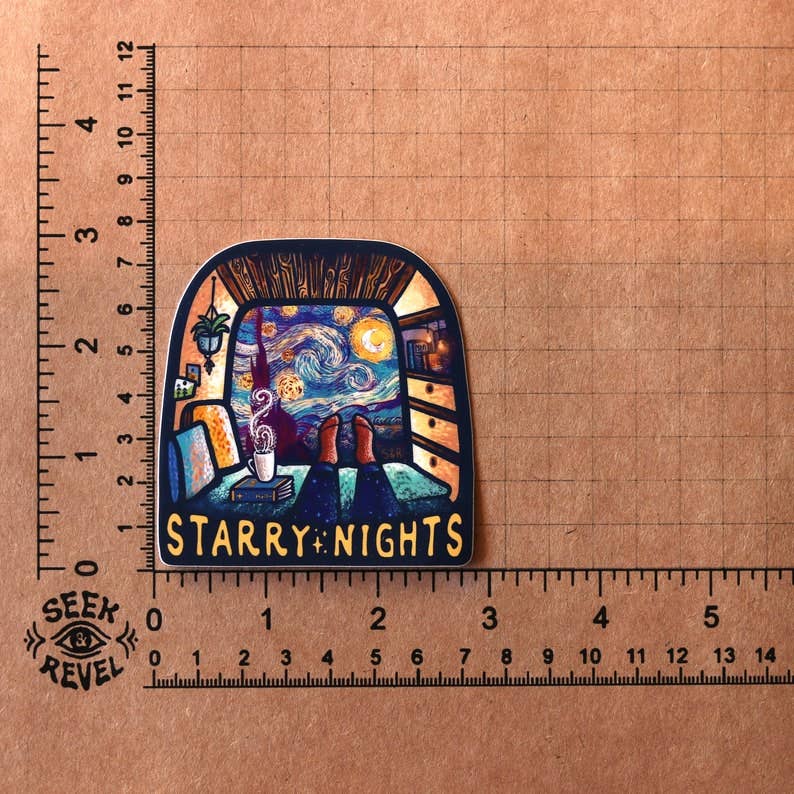 Starry Nights Vanlife - Large Waterproof Sticker