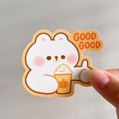 Pumpkin Spice Latte Rice the Bear Vinyl Sticker