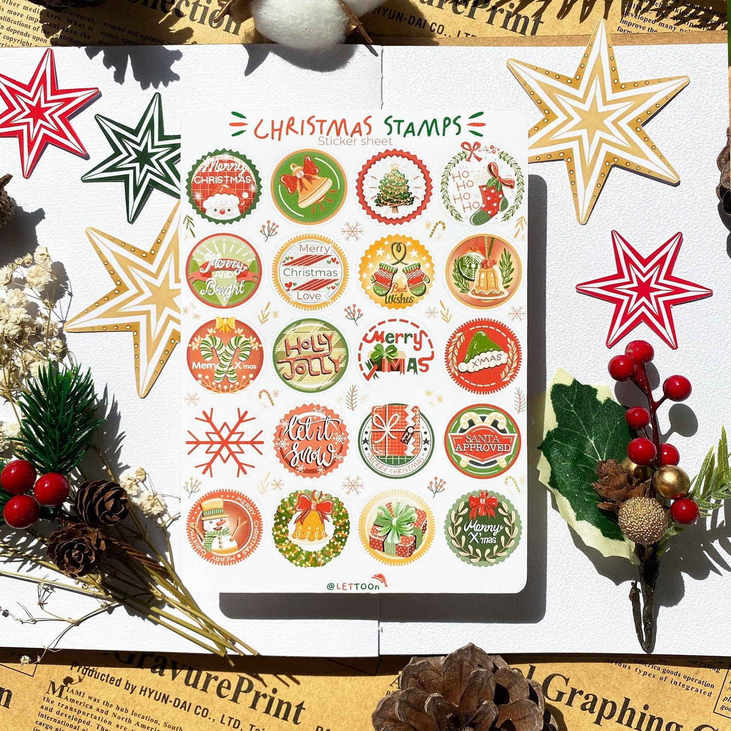 Christmas Stamps - Sticker Sheet