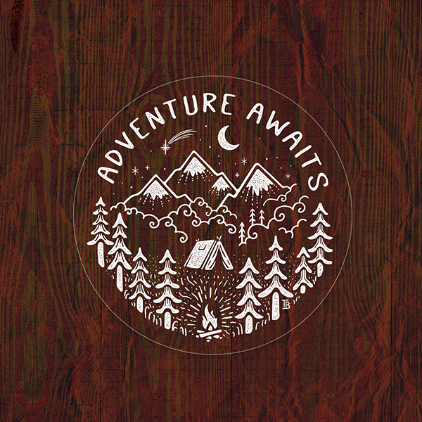 Adventure Awaits (Transparent) - Large Waterproof Sticker