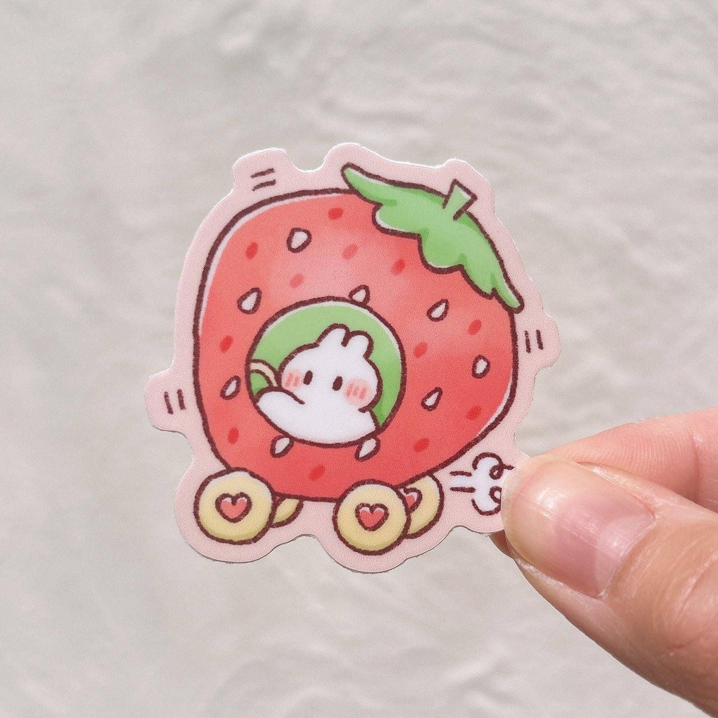 Strawberry Bunnymobile Vinyl Sticker