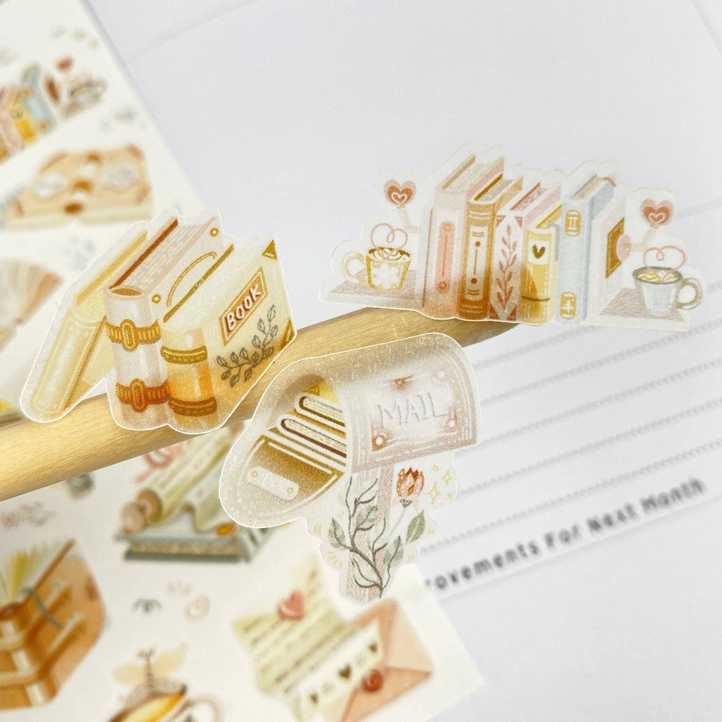 Book Vibes + Cozy Reading Time - Semi-Transparent Sticker Sheets