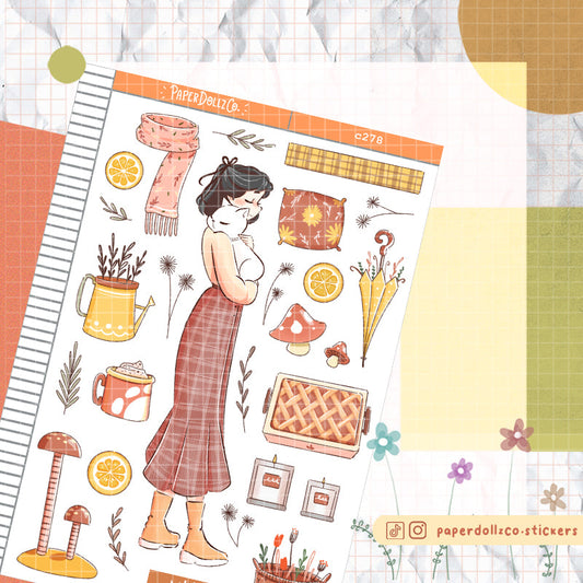 White Cat | Autumn Purrfection | C278 Sticker Sheet