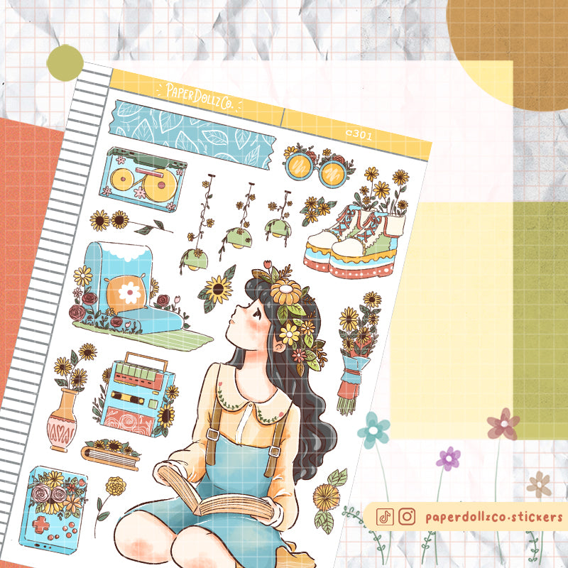 Retro | The Pretty Petal | C301 Sticker Sheet