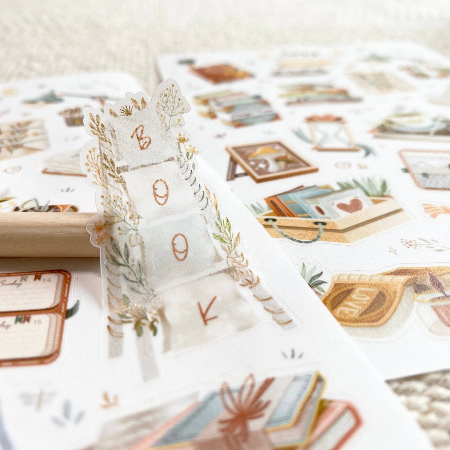 Book Vibes + Cozy Reading Time - Semi-Transparent Sticker Sheets