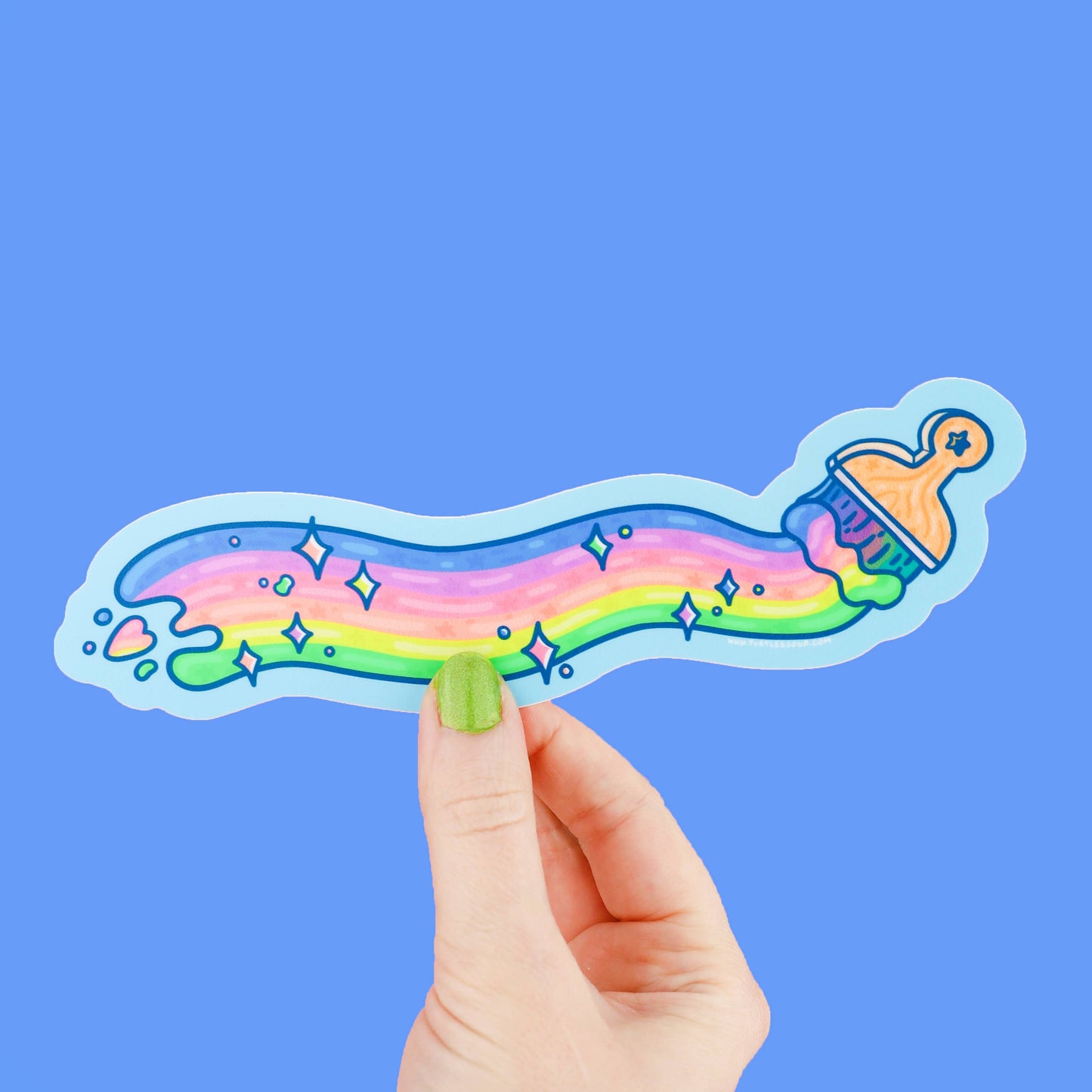 Rainbow Paintbrush Artist Creative LONG Vinyl Sticker