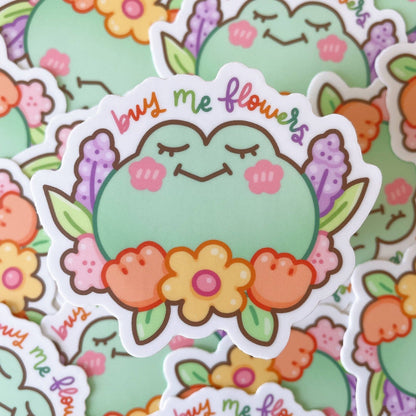 Buy Me Flowers Matcha the Frog Vinyl Sticker