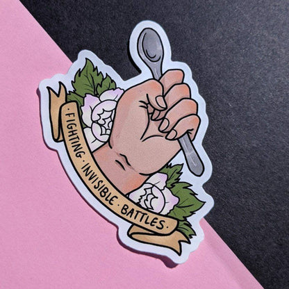 Fighting Invisble Battles Waterproof Sticker