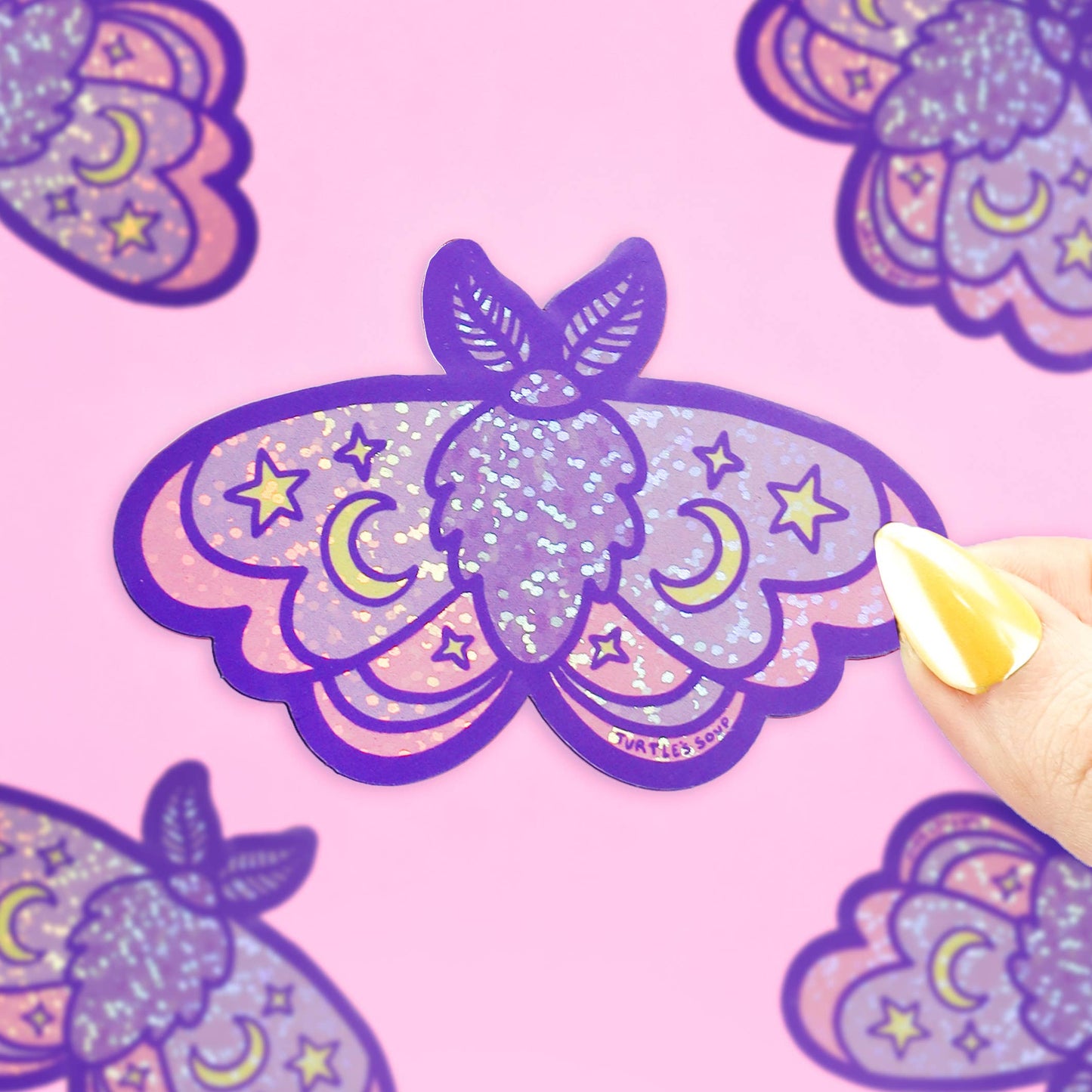 Moon Moth Glitter Vinyl Sticker