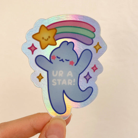 UR A STAR Bunny Holographic Vinyl Sticker