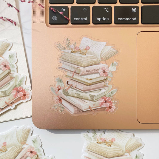 Stacked Books - Clear Vinyl Sticker