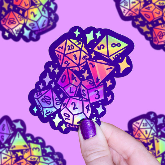 D20 D&D Board Game Dice Holographic Vinyl Sticker