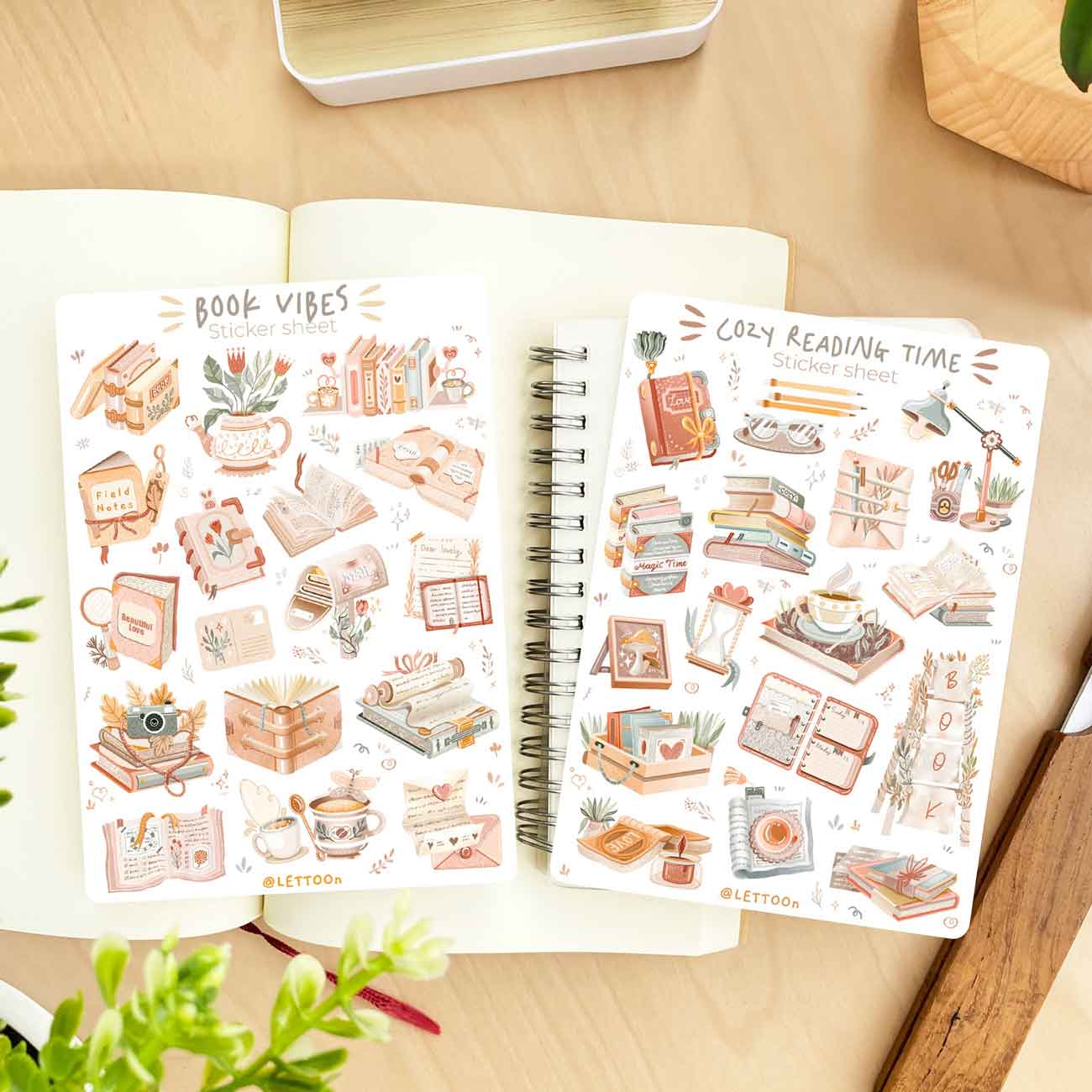 Book Vibes + Cozy Reading Time - Semi-Transparent Sticker Sheets